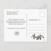 ホリーエレガントディアクリスマスグリーティ企業のング シーズンポストカード (裏面)