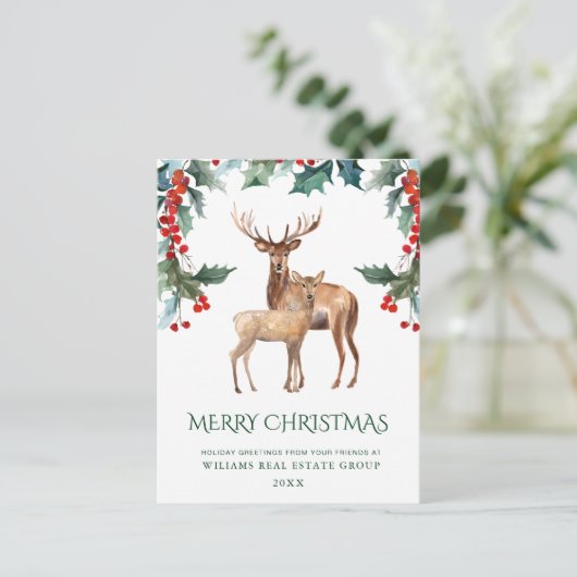ホリーエレガントディアクリスマスグリーティ企業のング シーズンポストカード (スタンド正面)