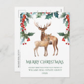 ホリーエレガントディアクリスマスグリーティ企業のング シーズンポストカード (正面/裏面)