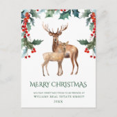 ホリーエレガントディアクリスマスグリーティ企業のング シーズンポストカード (正面)