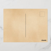 ホリーエレガントファミリーフォトグリーンフェイクレザー 箔シーズンポストカード (裏面)