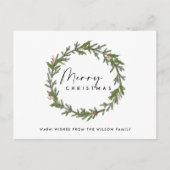 ホリーエレガントベモダンリーリースメリークリスマス シーズンポストカード (正面)
