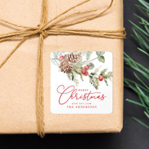 ホリーエレガントベリーとパインコーンのクリスマス