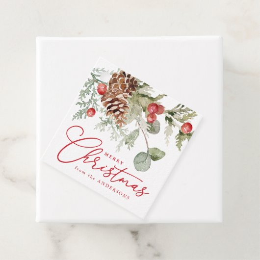 ホリーエレガントベリーとパインコーンのクリスマス フェイバータグ (インサイチュ)