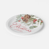 ホリーエレガントベリーとパインコーンのクリスマス ペーパープレート (アングル)
