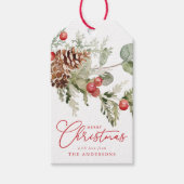 ホリーエレガントベリーとパインコーンホリデー ギフトタグ (正面)