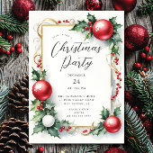 ホリーエレガントベリークリスマスパーティの招待状 招待状