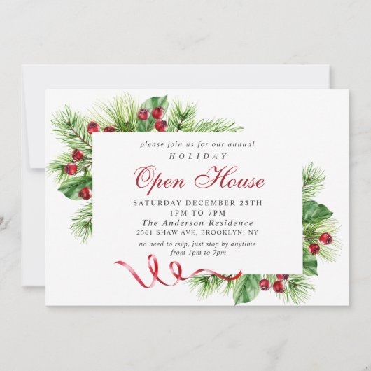 ホリーエレガントベリークリスマスホリデーオープンハウス 招待状 (正面)