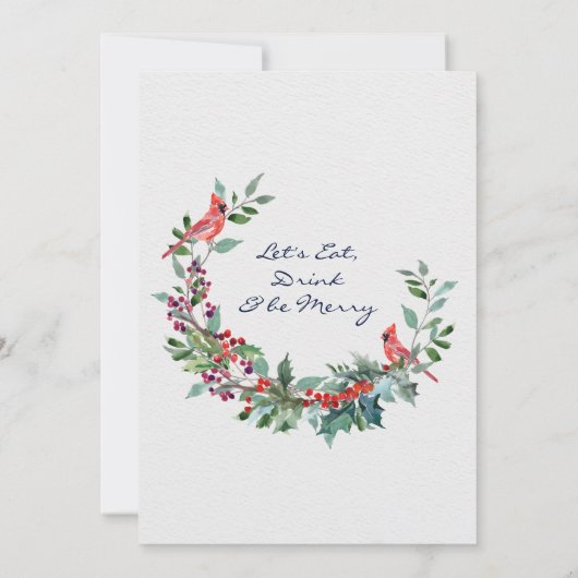 ホリーエレガントベリーディアクリスマスコクテールパーティー 招待状 (裏面)