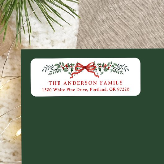 ホリーエレガントベリーバウクリスマスクリスマス差出人住所 ラベル