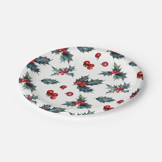 ホリーエレガントベリーホリデーウィンターウェディングパーティー ペーパープレート (アングル)