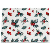 ホリーエレガントベリーホリデークリスマ素朴ス ラージペーパーバッグ (正面)