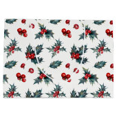 ホリーエレガントベリーホリデークリスマ素朴ス ラージペーパーバッグ (裏面)