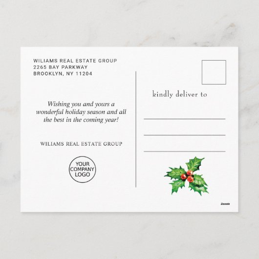 ホリーエレガントベリーミストレ企業のトークリスマス シーズンポストカード (裏面)