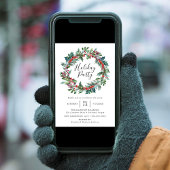 ホリーエレガントベリーリースホリデーパーティー 招待状