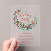 ホリーエレガントベリーリース深紅色ホリデーパーティー アクリル招待状 (インサイチュ (ポータブル))