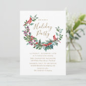 ホリーエレガントベリーリース深紅色ホリデーパーティー 招待状 (スタンド正面)