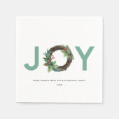 ホリーエレガントベリーレッドグリーン喜びリースクリスマス スタンダードカクテルナプキン (正面)