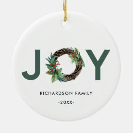 ホリーエレガントベリーレッドグリーン喜びリースクリスマス セラミックオーナメント