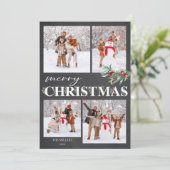 ホリーエレガントメリークリスマスホリデーフォトカード シーズンカード (スタンド正面)