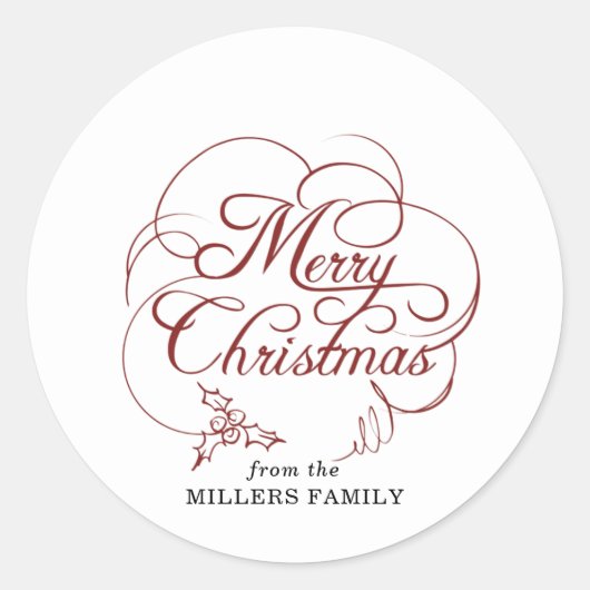 ホリーエレガントメリークリスマス ラウンドシール (正面)