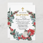 ホリーエレガント·ベリー·ウィンター·バプテスマ 招待状 (正面/裏面)