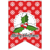 ホリーオン赤白の雪片パターン – メリークリスマス バンティングフラッグ (第2の旗)