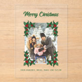 ホリーカスタムアクセント付きホリデーフォトカード アクリル招待状 (正面)