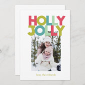 ホリーカラフルフすてきォトクリスマスカード 招待状 (正面/裏面)