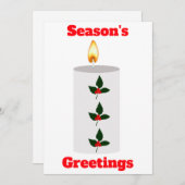 ホリーカード付きシーズングリーティングホワイトキャンドル 招待状 (正面/裏面)