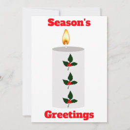 ホリーカード付きシーズングリーティングホワイトキャンドル 招待状
