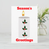 ホリーカード付きシーズングリーティングホワイトキャンドル 招待状 (スタンド正面)