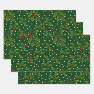 ホリーギフトラップ3パック ラッピングペーパーシート