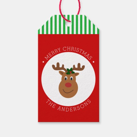 ホリーギフト付きクリスマストナカイラベル ギフトタグ (正面)