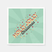 ホリークリすてきスマスレトロデザイン文字 スタンダードカクテルナプキン (正面)