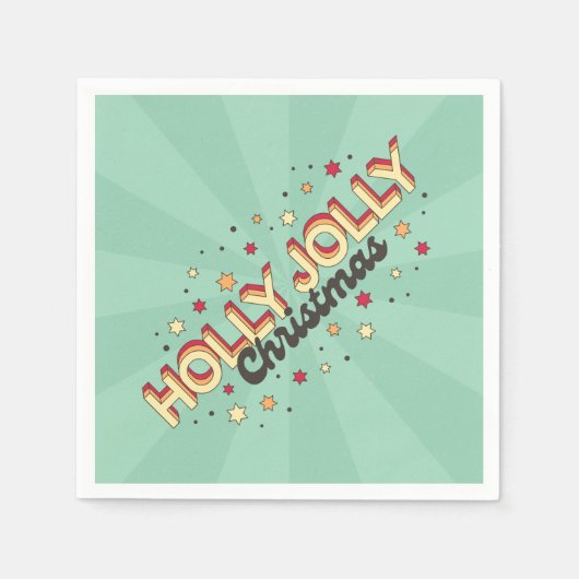 ホリークリすてきスマスレトロデザイン文字 スタンダードカクテルナプキン (正面)