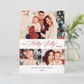 ホリークリスマスすてきの金ゴールド紙吹雪3枚の写真 シーズンカード (スタンド正面)