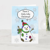 ホリークリスマスすてき雪だるま休暇を取る カード (正面)