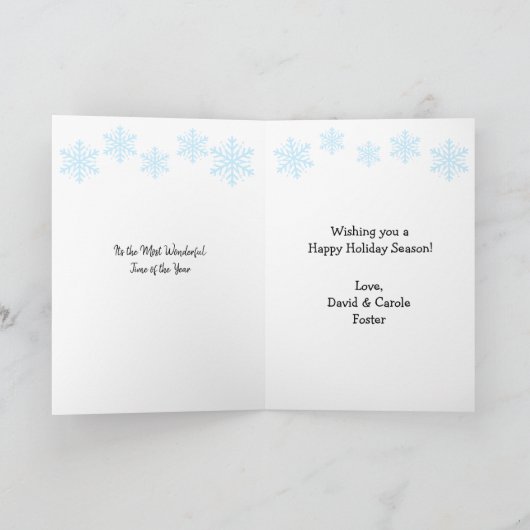 ホリークリスマスすてき雪だるま休暇を取る カード (内部)