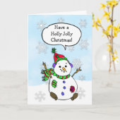 ホリークリスマスすてき雪だるま休暇を取る カード (黄色い花)