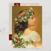 ホリークリスマスの少女カスタマイズヴィンテージ シーズンカード (正面/裏面)
