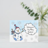 ホリークリスマスの雪だるますてきをお願い ポストカード (スタンド正面)