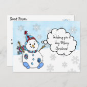ホリークリスマスの雪だるますてきをお願い ポストカード (正面/裏面)