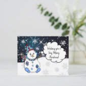 ホリークリスマスの雪だるますてきをお願い ポストカード (スタンド正面)