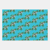 ホリークリスマスアクアに白いヒトデ ラッピングペーパーシート (正面3)