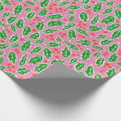 ホリークリスマスクリスマス自然植物文様ギフト ラッピングペーパー (角)