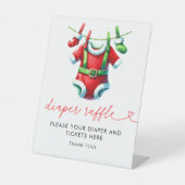 ホリークリスマスサンタベビーシャワーおむつラッフル 台座サイン (正面)