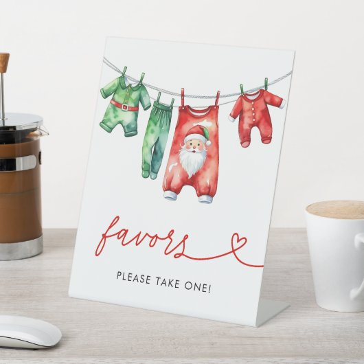 ホリークリスマスサンタベビーシャワーのお気に入りサイン 台座サイン (インサイチュ)