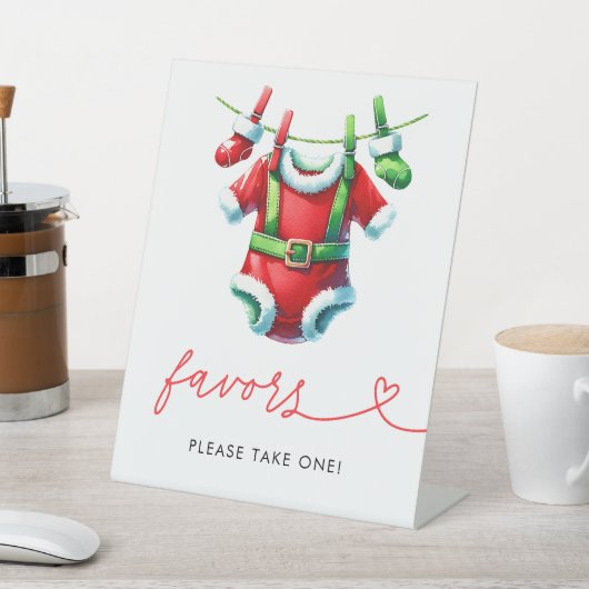 ホリークリスマスサンタベビーシャワーのお気に入りサイン 台座サイン (インサイチュ)