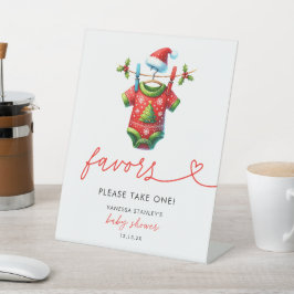ホリークリスマスサンタベビーシャワーのお気に入りサイン 台座サイン